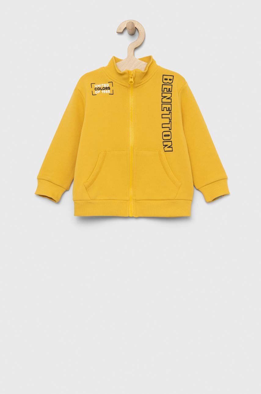 United Colors of Benetton bluza bawełniana dziecięca kolor żółty z nadrukiem