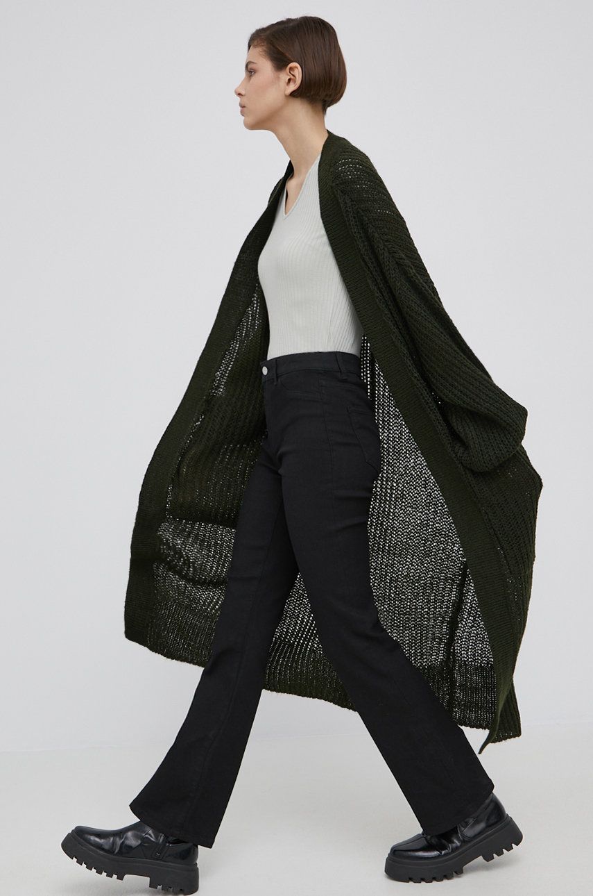 Noisy May kardigan damski kolor zielony ciepły