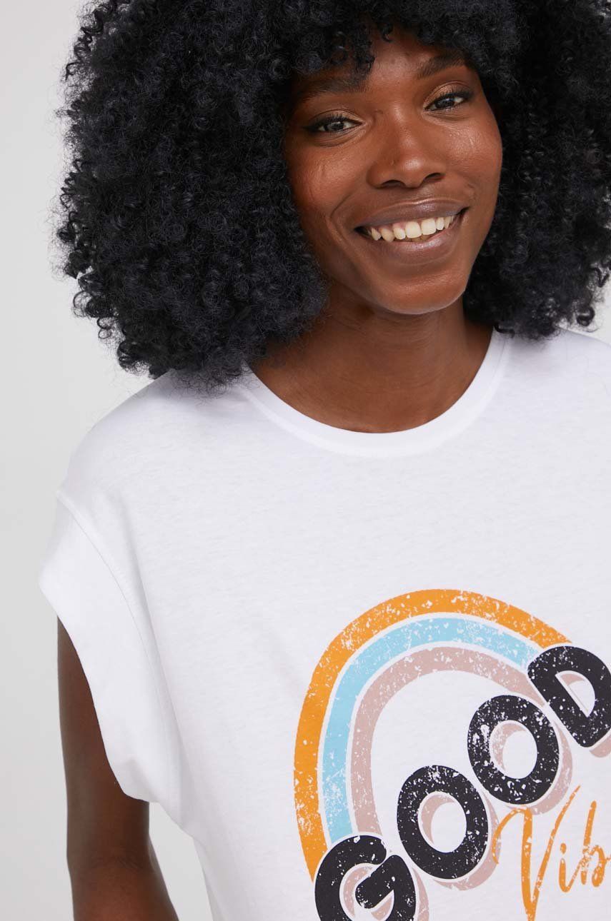 Answear Lab t-shirt bawełniany kolor biały