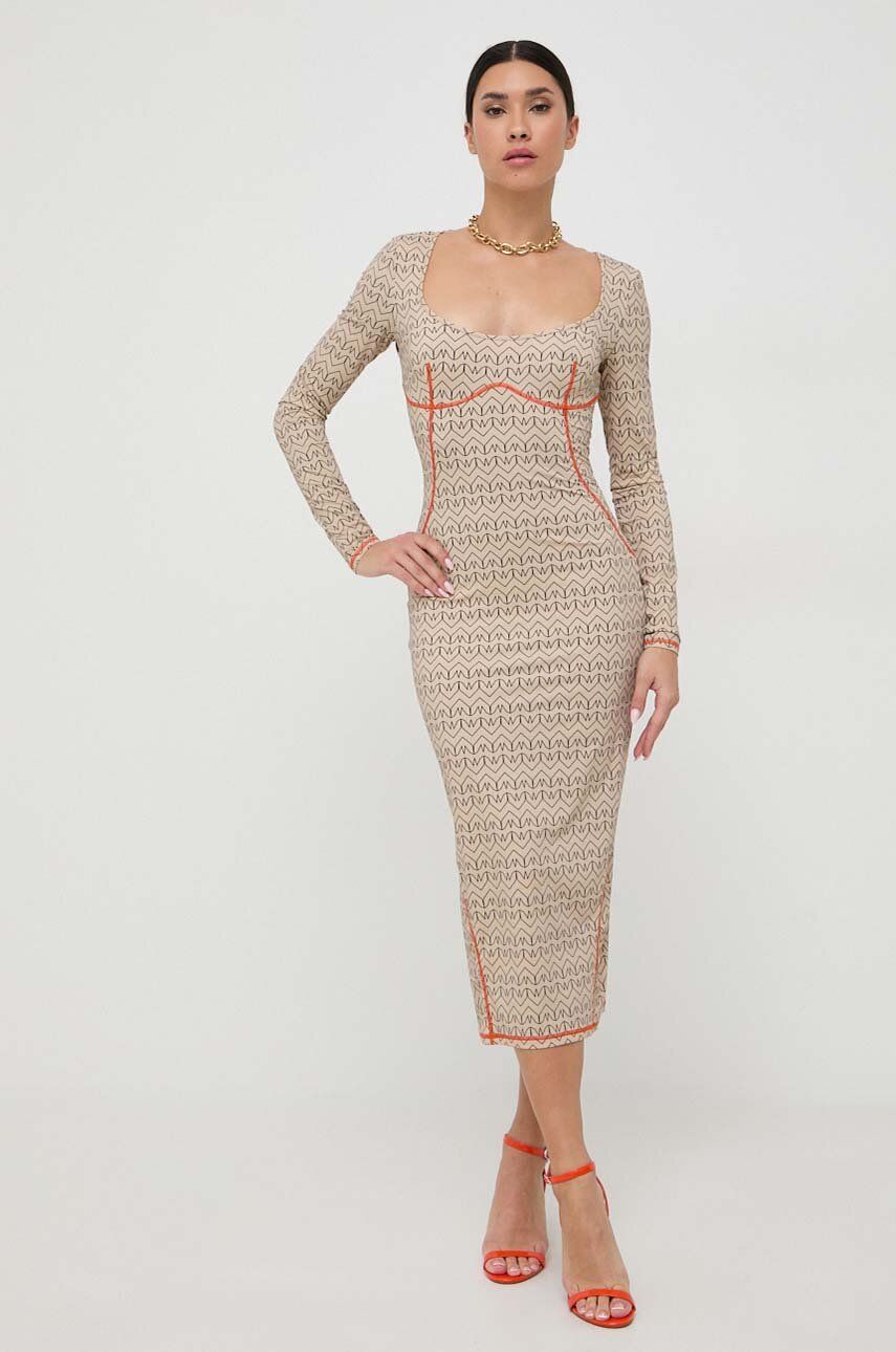 Patrizia Pepe sukienka kolor beżowy midi dopasowana