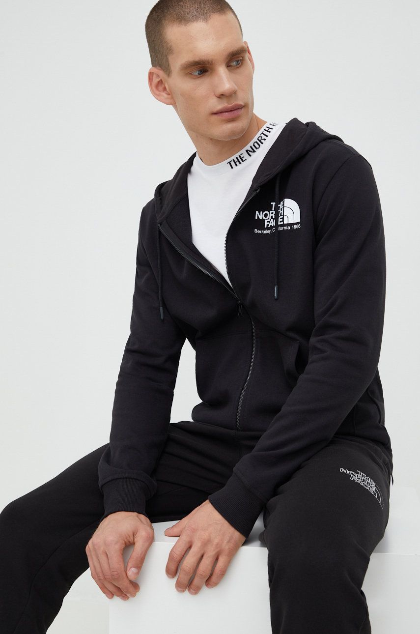 The North Face bluza bawełniana męska kolor czarny z kapturem gładka