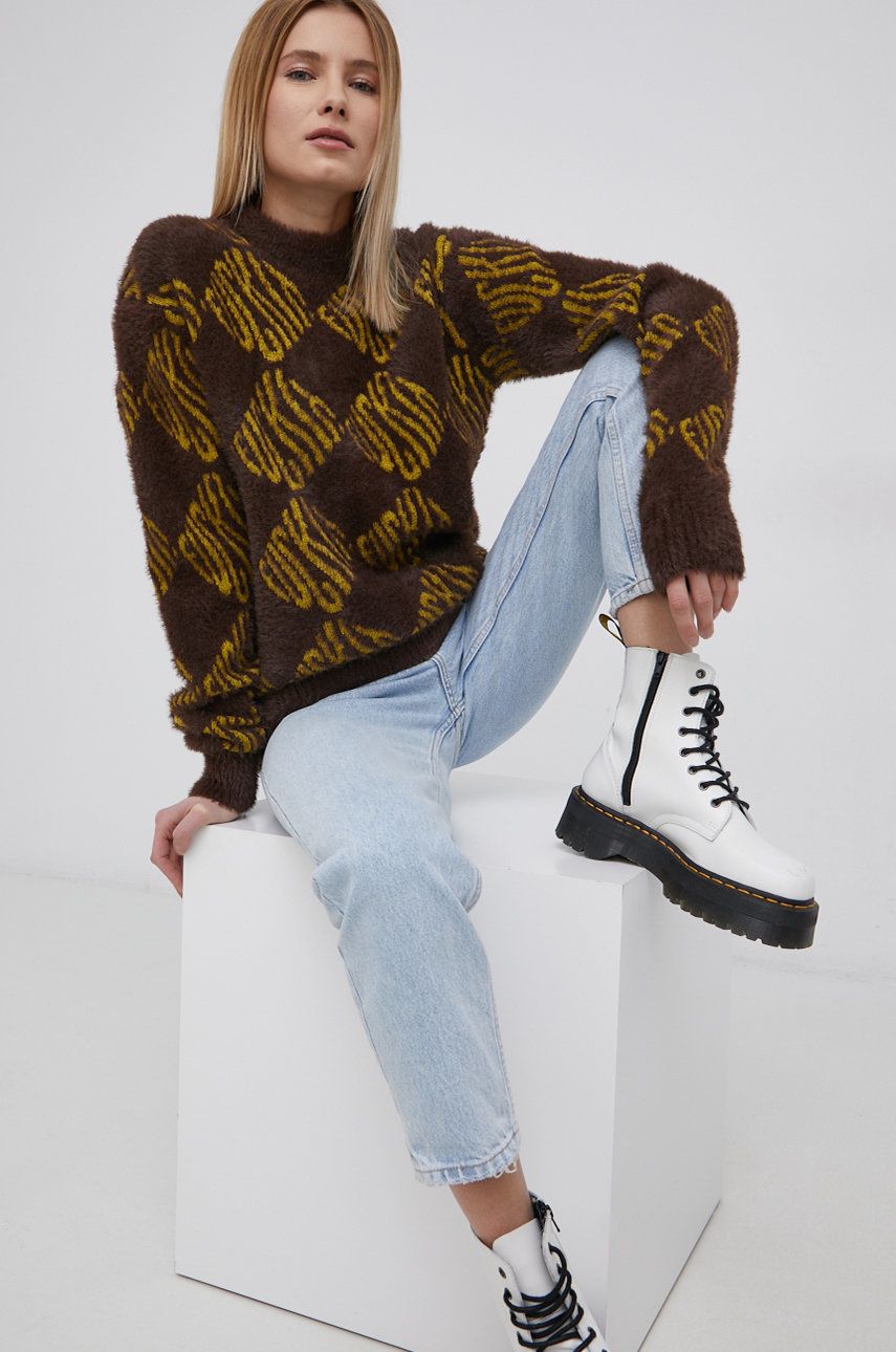 HUF Sweter damski kolor brązowy