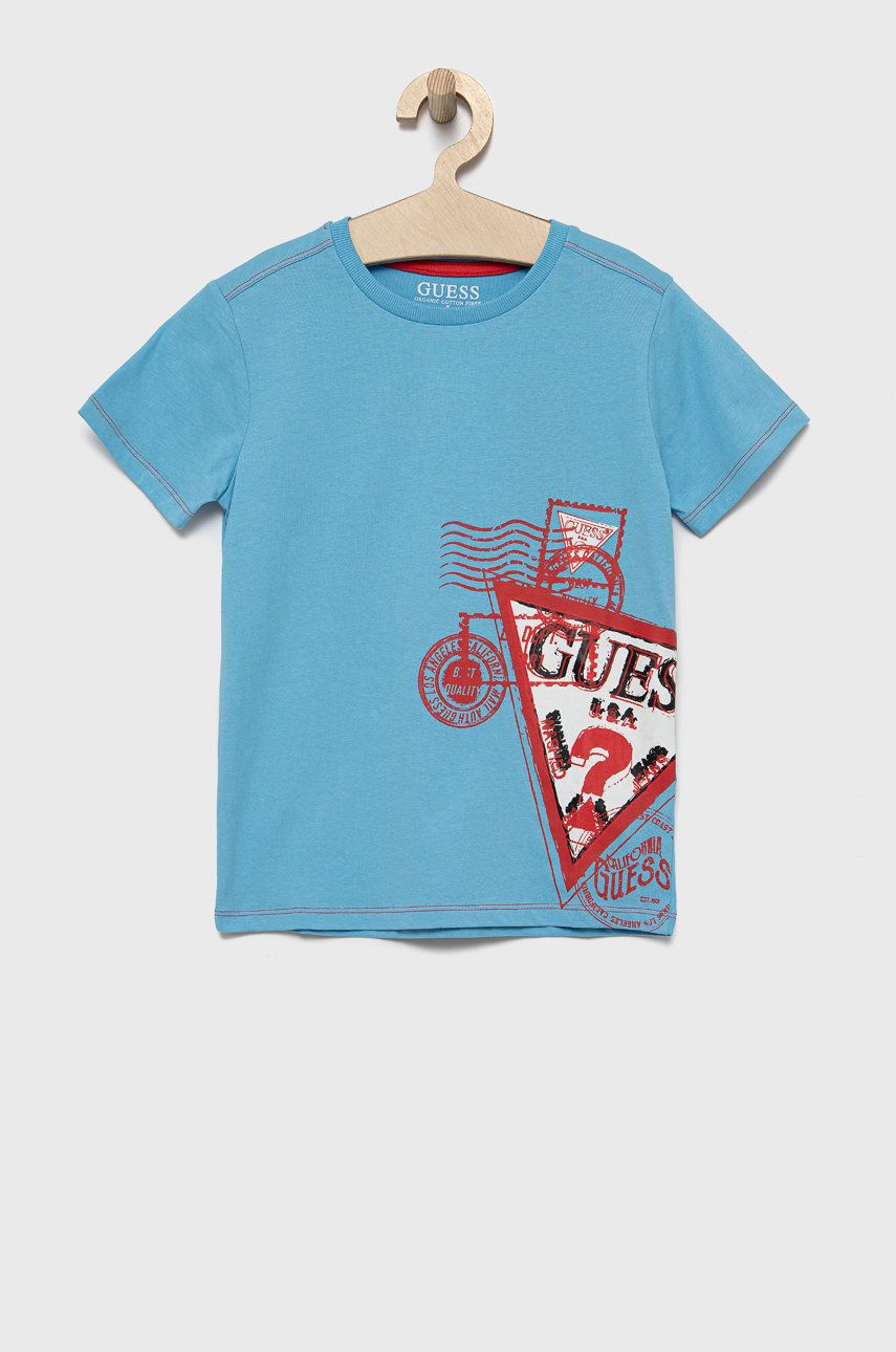 Guess t-shirt bawełniany dziecięcy z nadrukiem