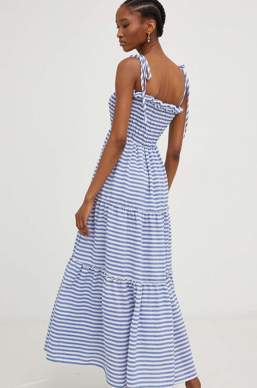 Answear Lab sukienka kolor niebieski maxi rozkloszowana