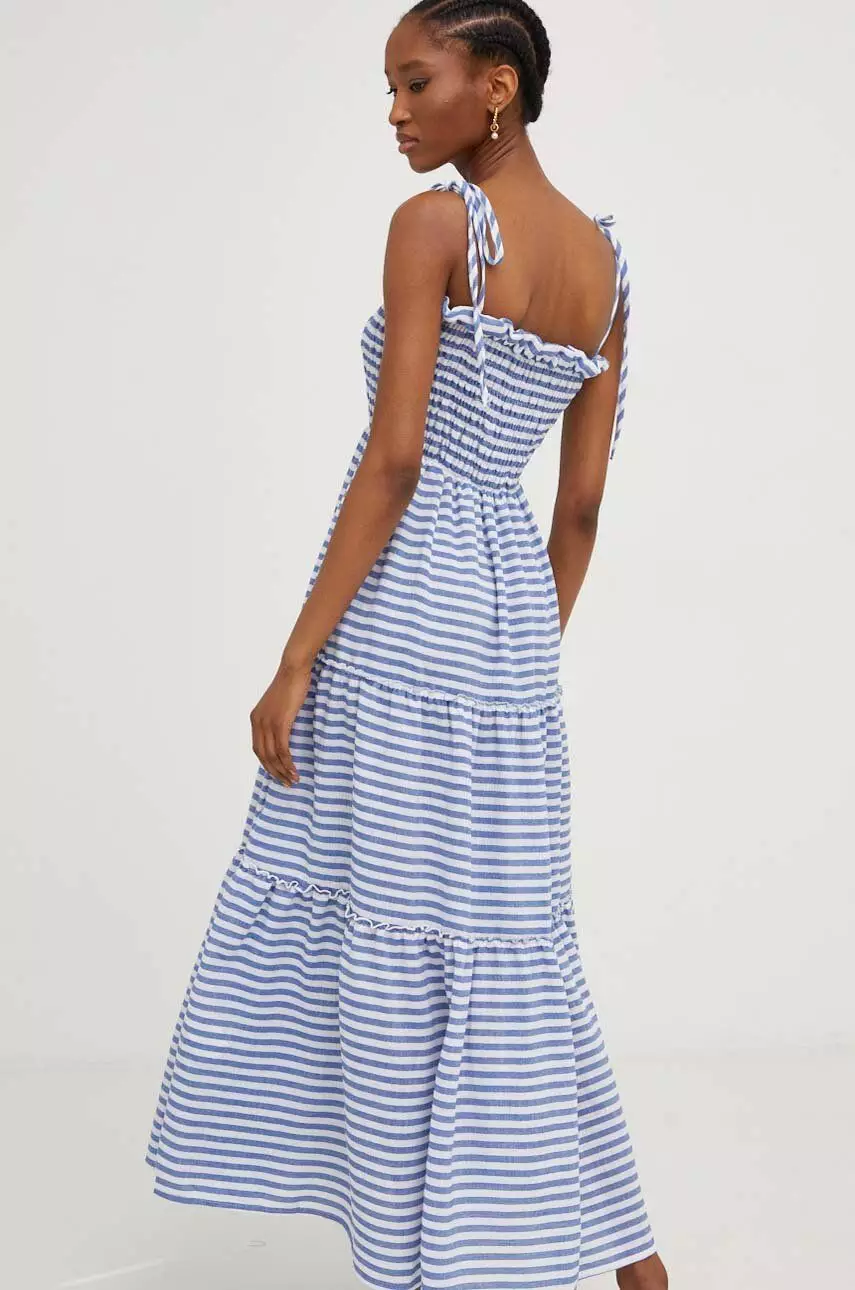 Answear Lab sukienka kolor niebieski maxi rozkloszowana