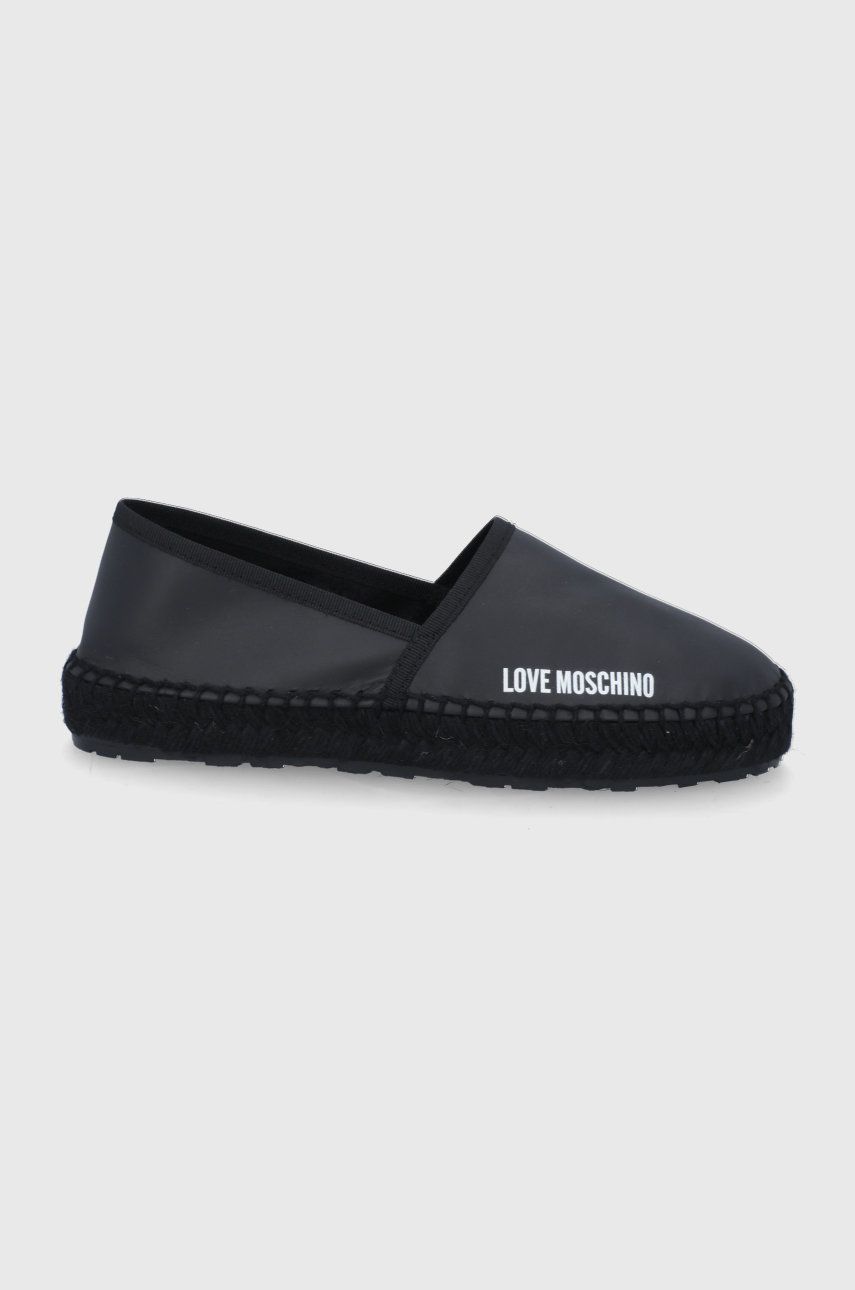 Love Moschino Espadryle skórzane kolor czarny na platformie