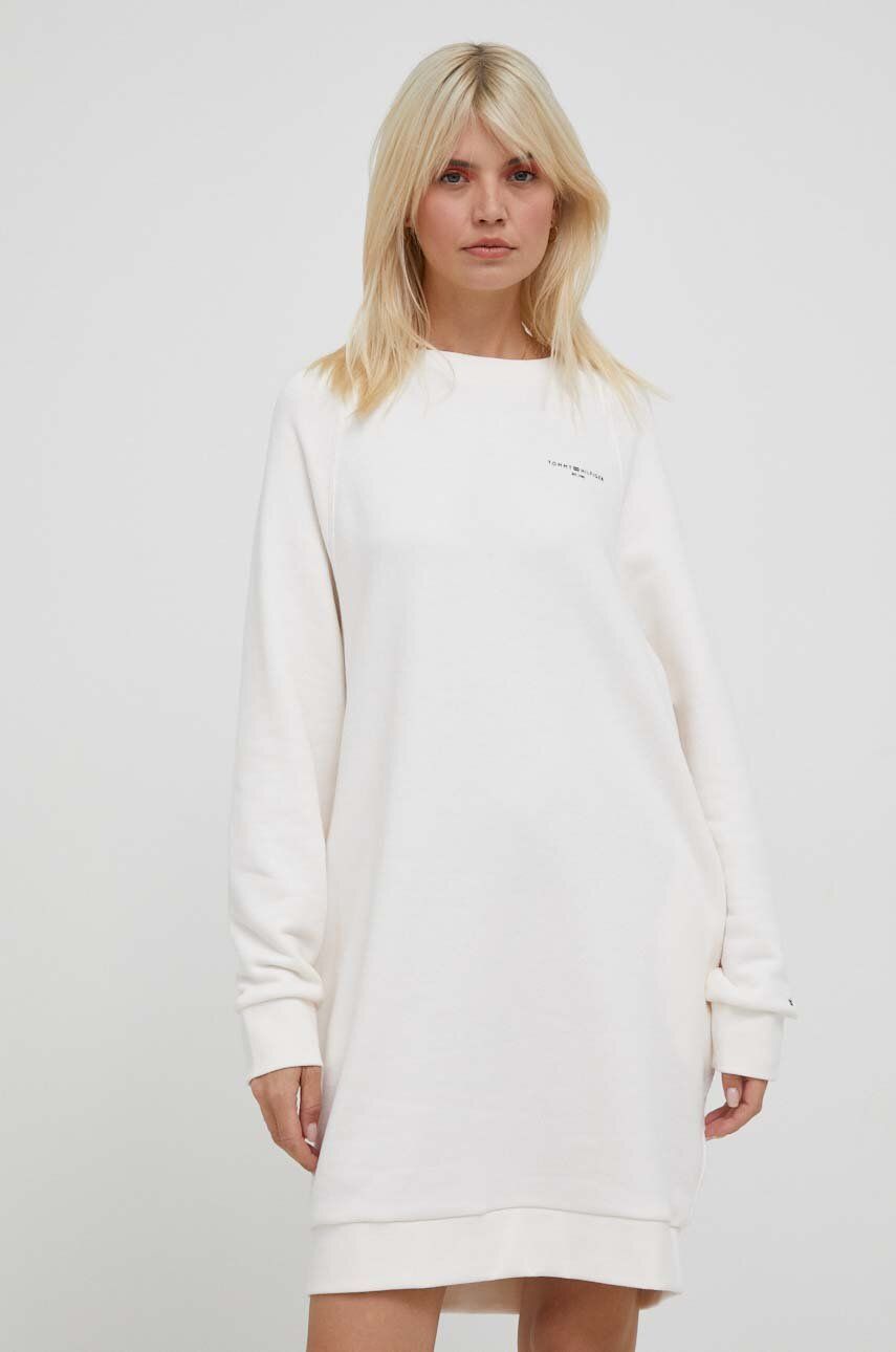 Tommy Hilfiger sukienka kolor beżowy mini oversize