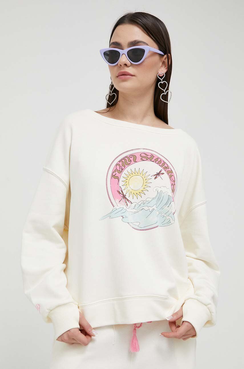 Femi Stories bluza damska kolor beżowy wzorzysta