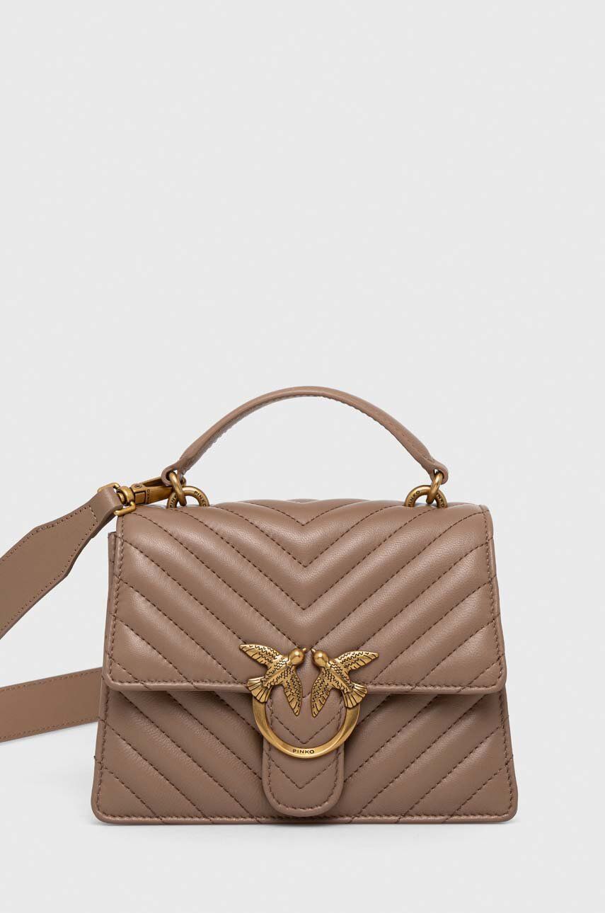 Pinko torebka skórzana kolor brązowy