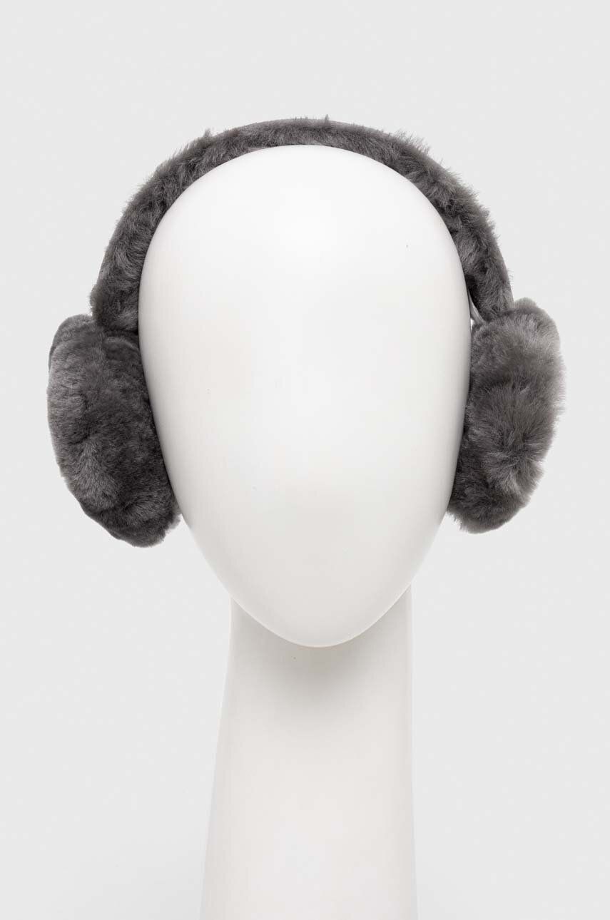 UGG nauszniki z funkcją słuchawek kolor szary z grubej dzianiny wełniana