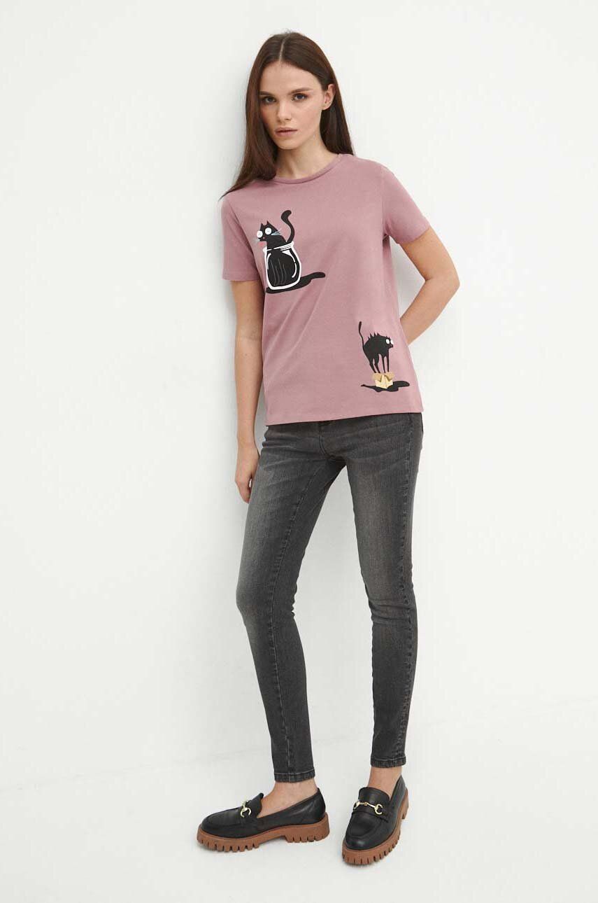 Medicine t-shirt bawełniany damski kolor różowy