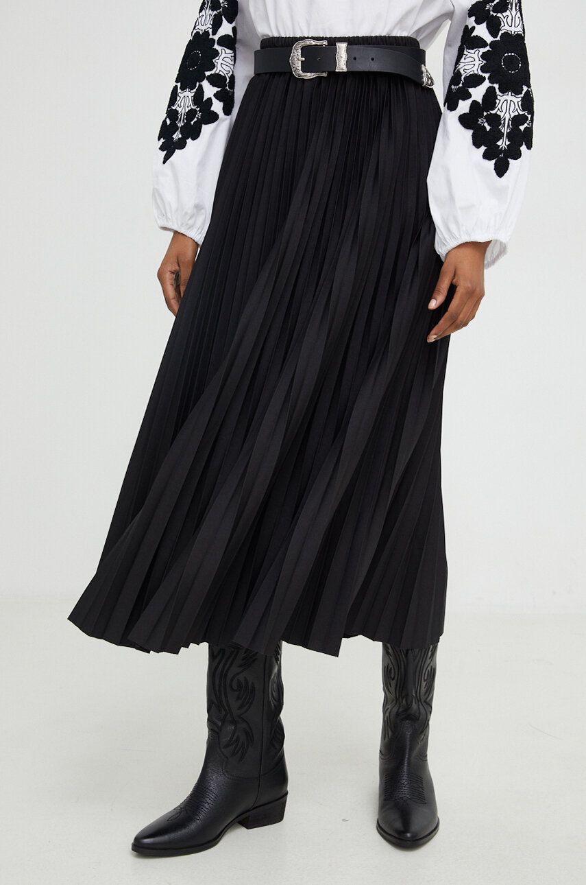 Answear Lab spódnica kolor czarny midi rozkloszowana
