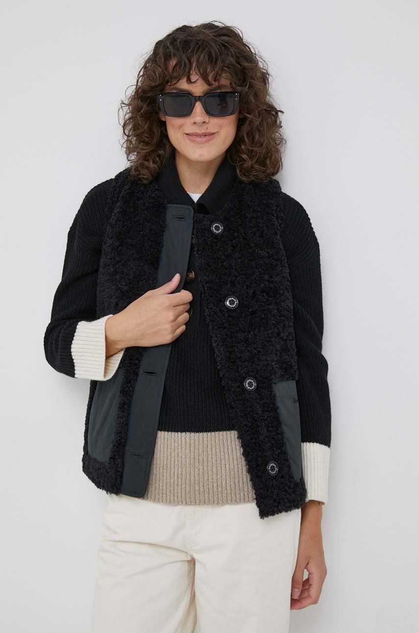 Barbour bezrękawnik damski kolor czarny przejściowy