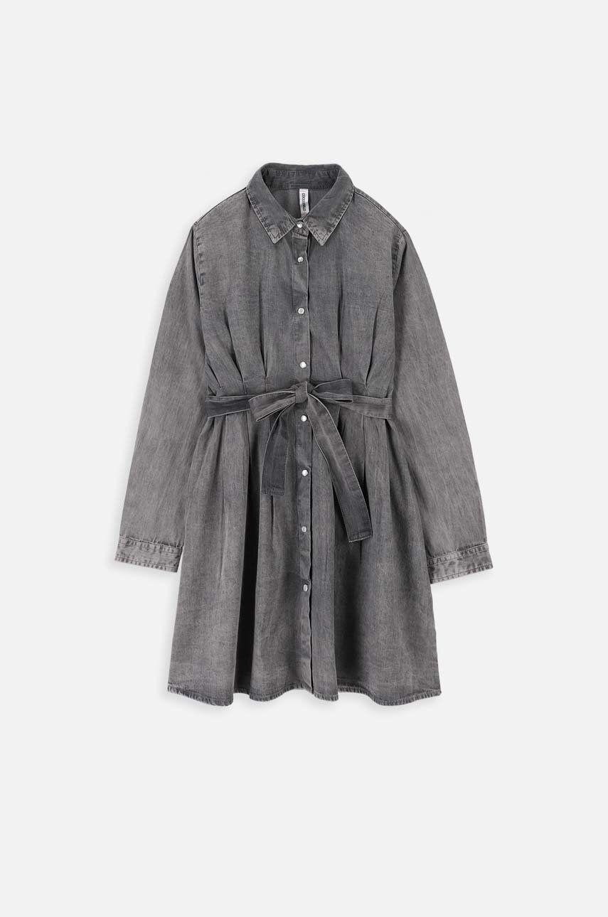 Coccodrillo sukienka jeansowa dziecięca kolor szary mini rozkloszowana