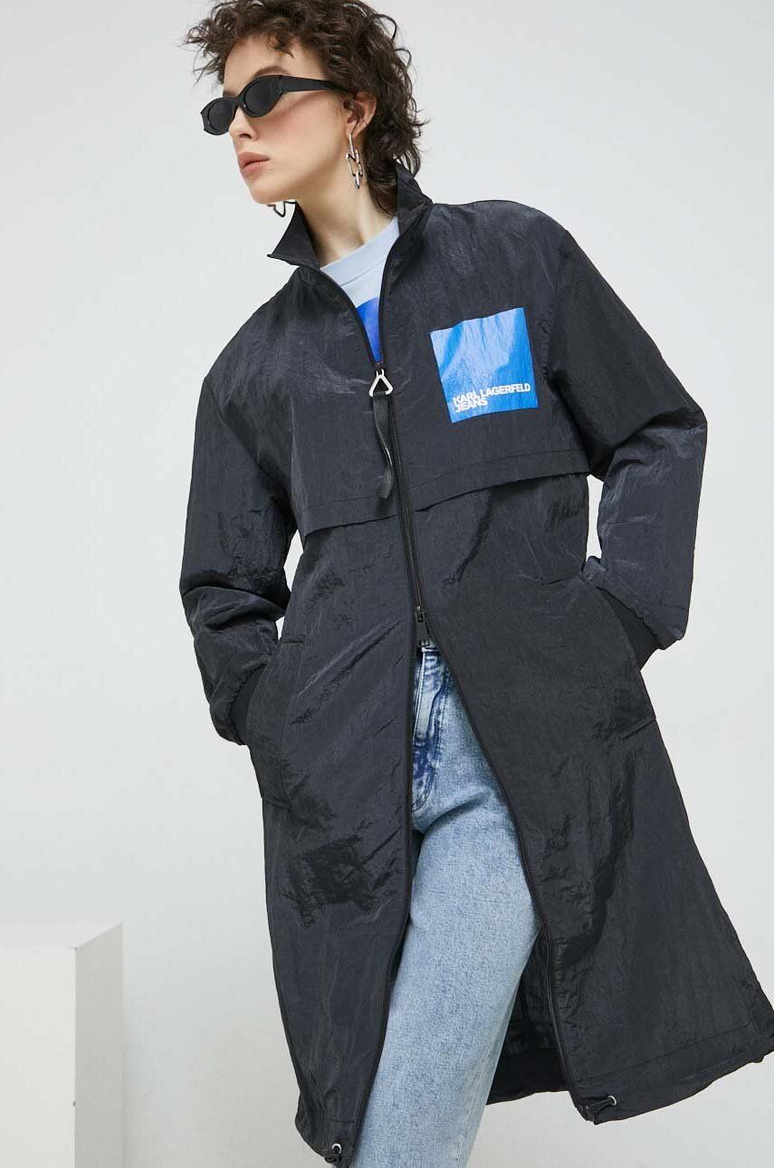 Karl Lagerfeld Jeans wiatrówka kolor czarny przejściowa oversize