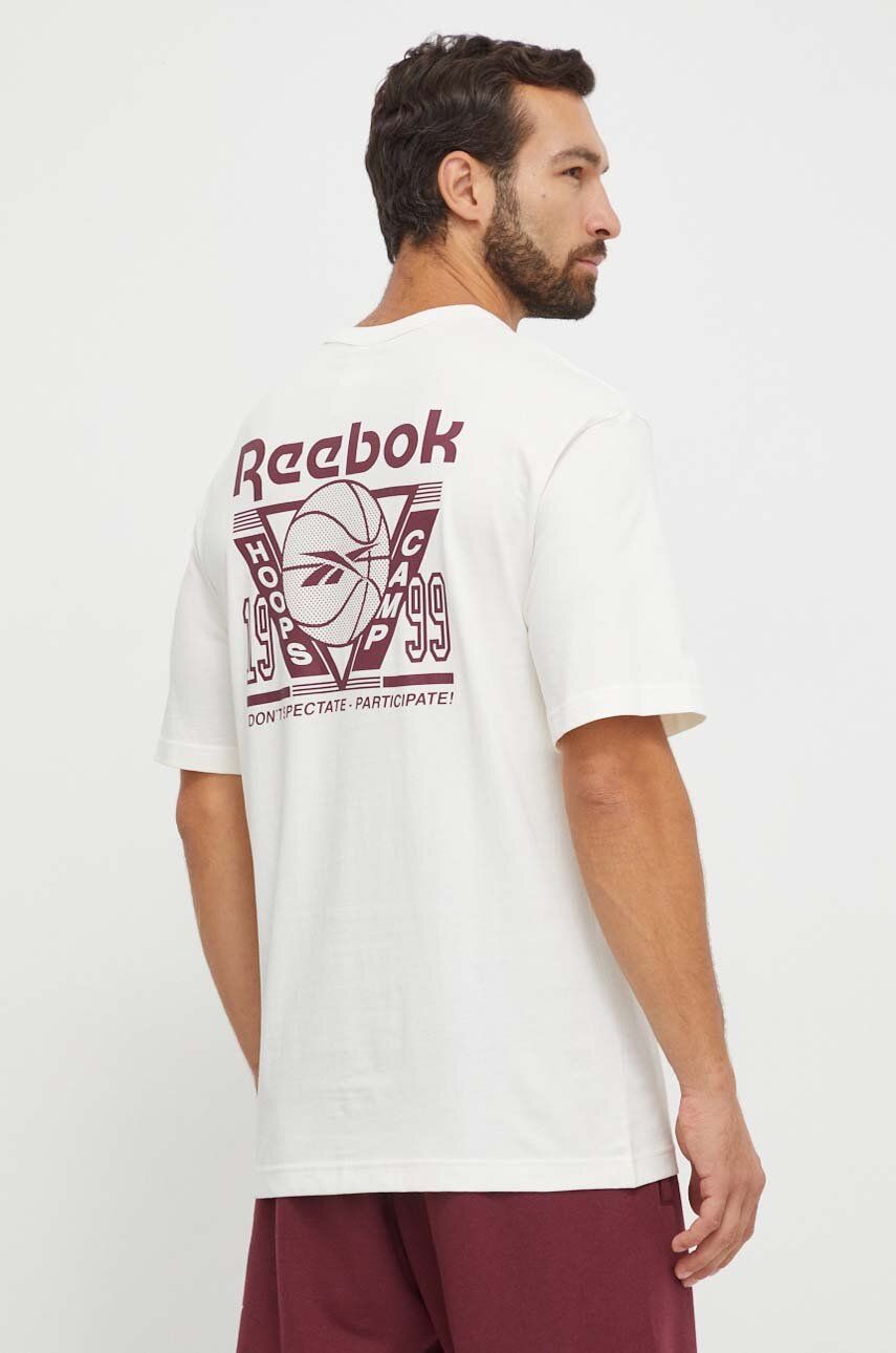 Reebok Classic t-shirt bawełniany Basketball kolor beżowy z nadrukiem