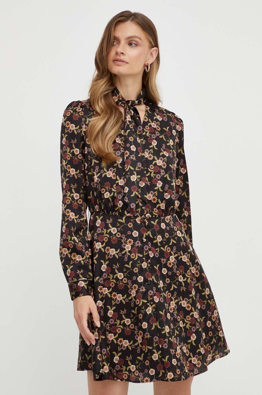 Guess sukienka kolor czarny mini rozkloszowana