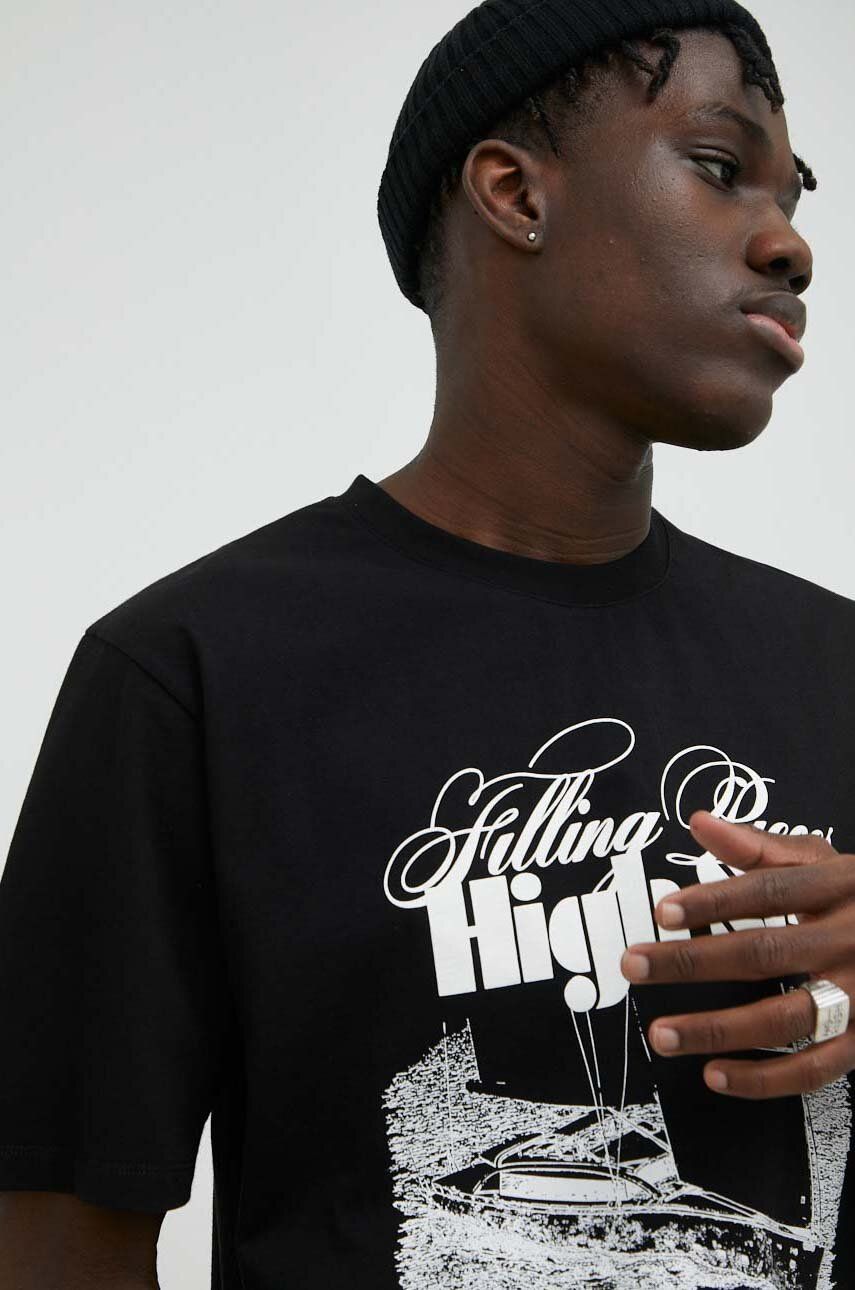 Filling Pieces t-shirt bawełniany kolor czarny z nadrukiem