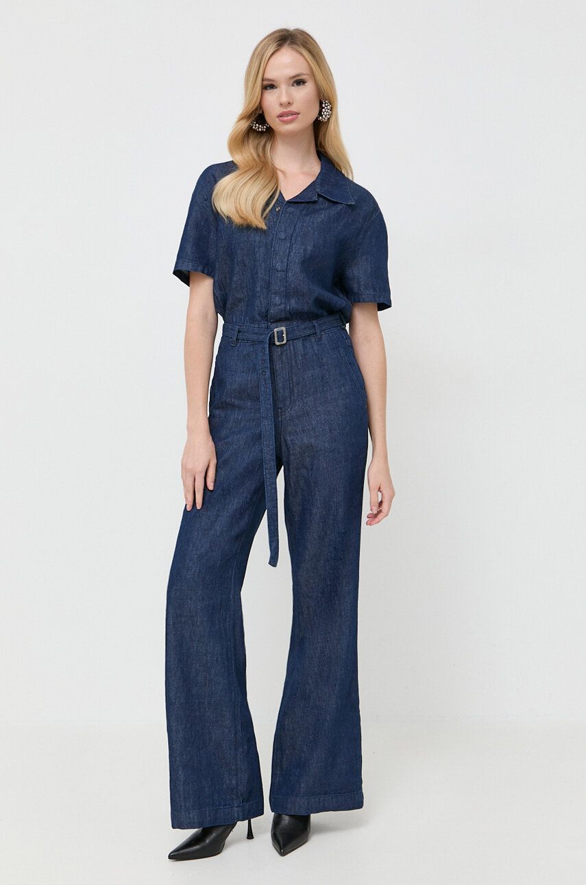 Miss Sixty kombinezon jeansowy kolor granatowy z kołnierzykiemm