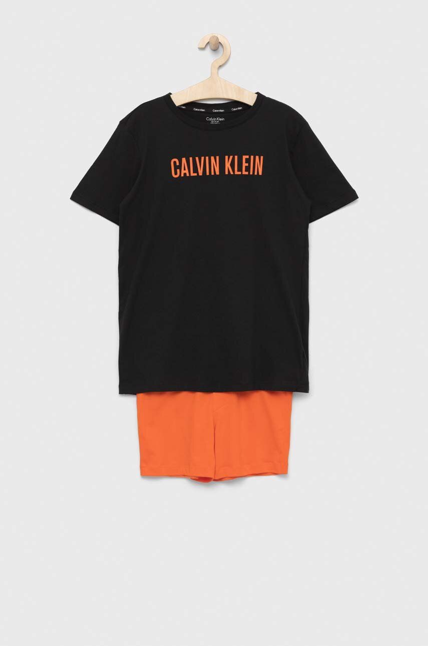 Calvin Klein Underwear t-shirt i bokserki kolor pomarańczowy z nadrukiem