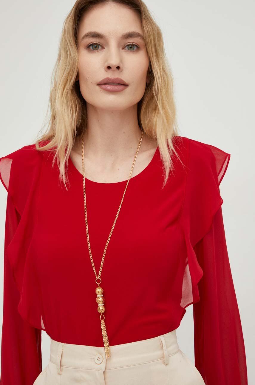 Answear Lab bluzka damska kolor czerwony gładka