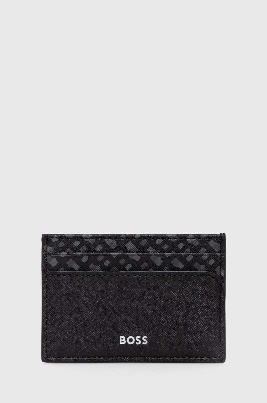 BOSS etui na karty skórzane kolor czarny