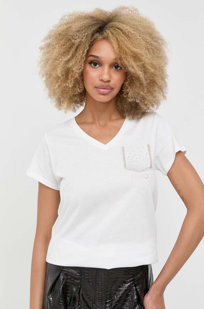 Liu Jo t-shirt bawełniany kolor beżowy