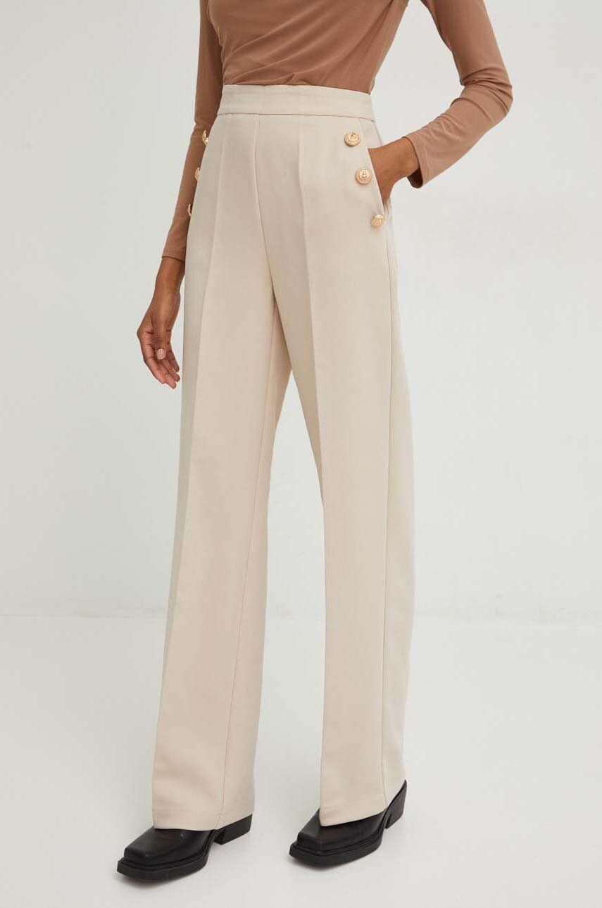 Answear Lab spodnie damskie kolor beżowy szerokie high waist