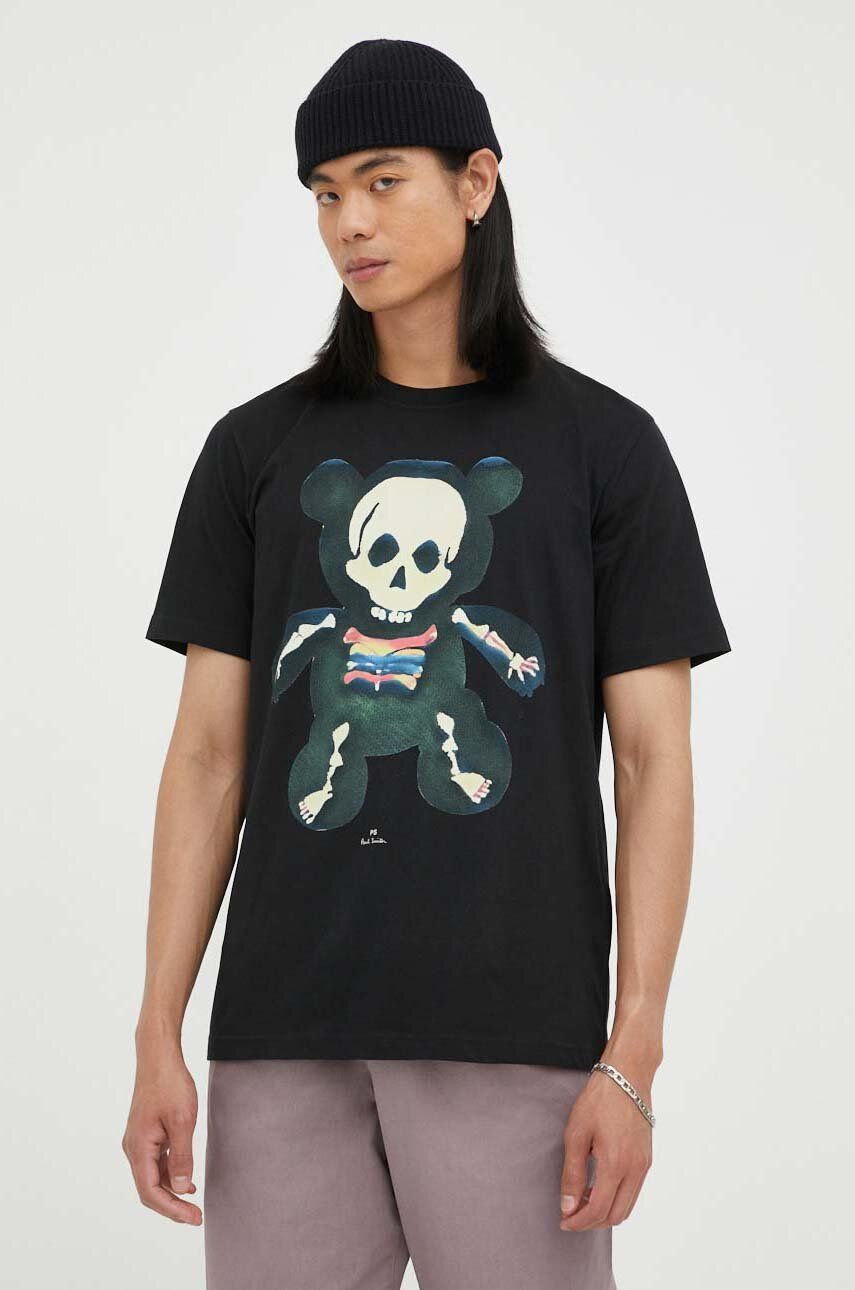 PS Paul Smith t-shirt bawełniany kolor czarny z nadrukiem