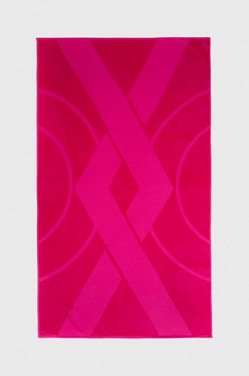 United Colors of Benetton ręcznik bawełniany kolor różowy