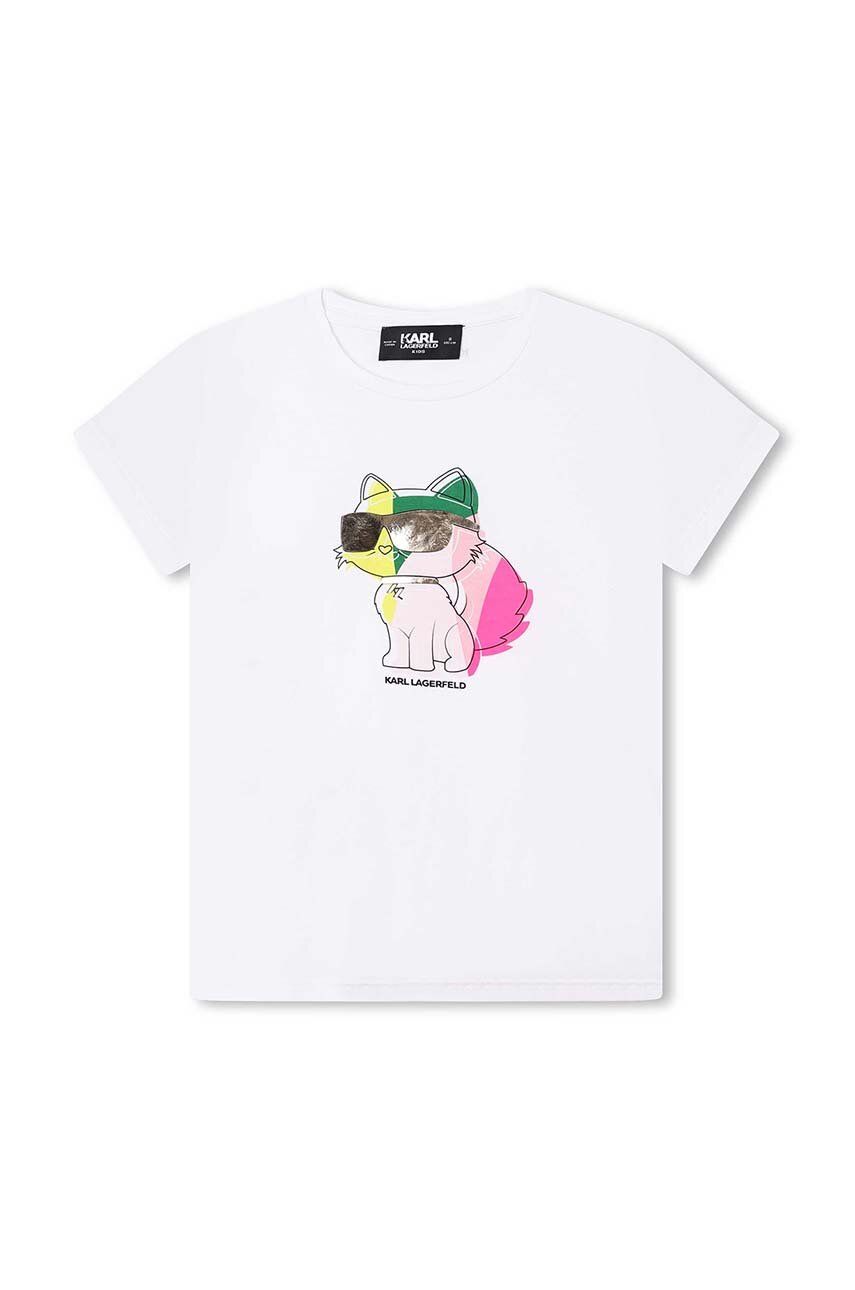 Karl Lagerfeld t-shirt bawełniany dziecięcy kolor biały z nadrukiem