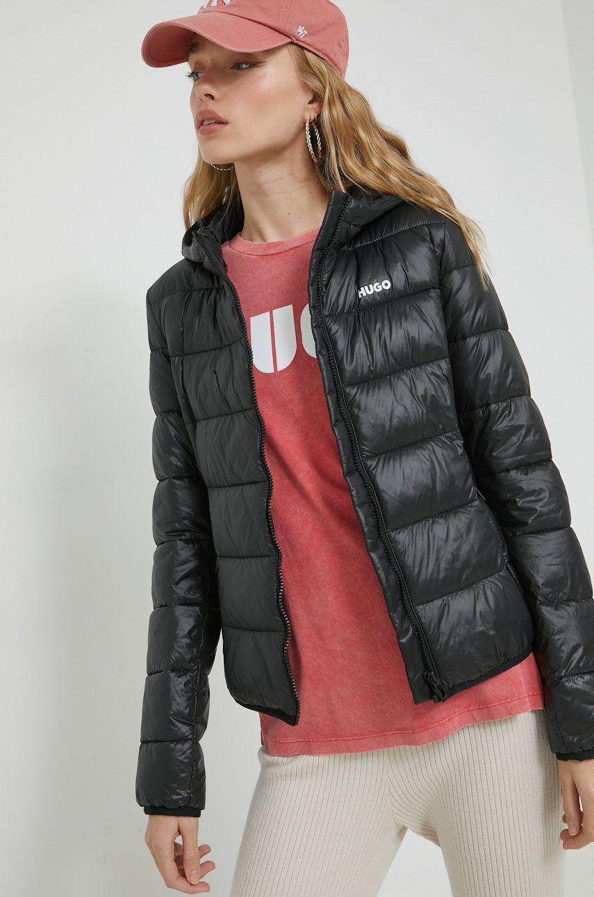 HUGO kurtka damska kolor czarny przejściowa