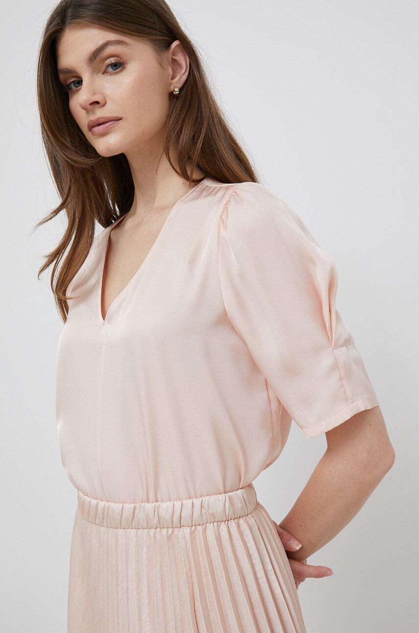 Dkny bluzka damska kolor pomarańczowy gładka