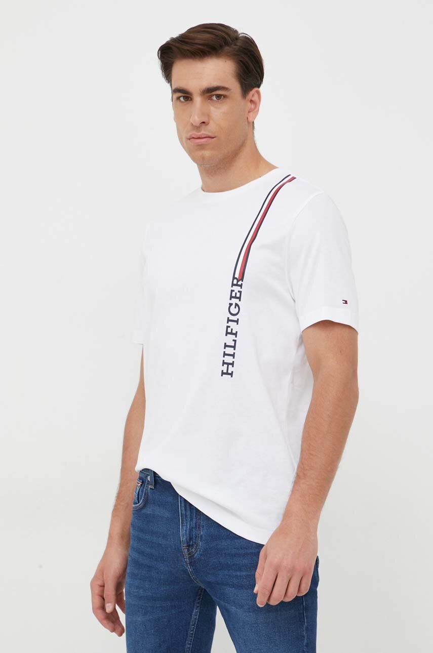 Tommy Hilfiger t-shirt bawełniany kolor biały z nadrukiem