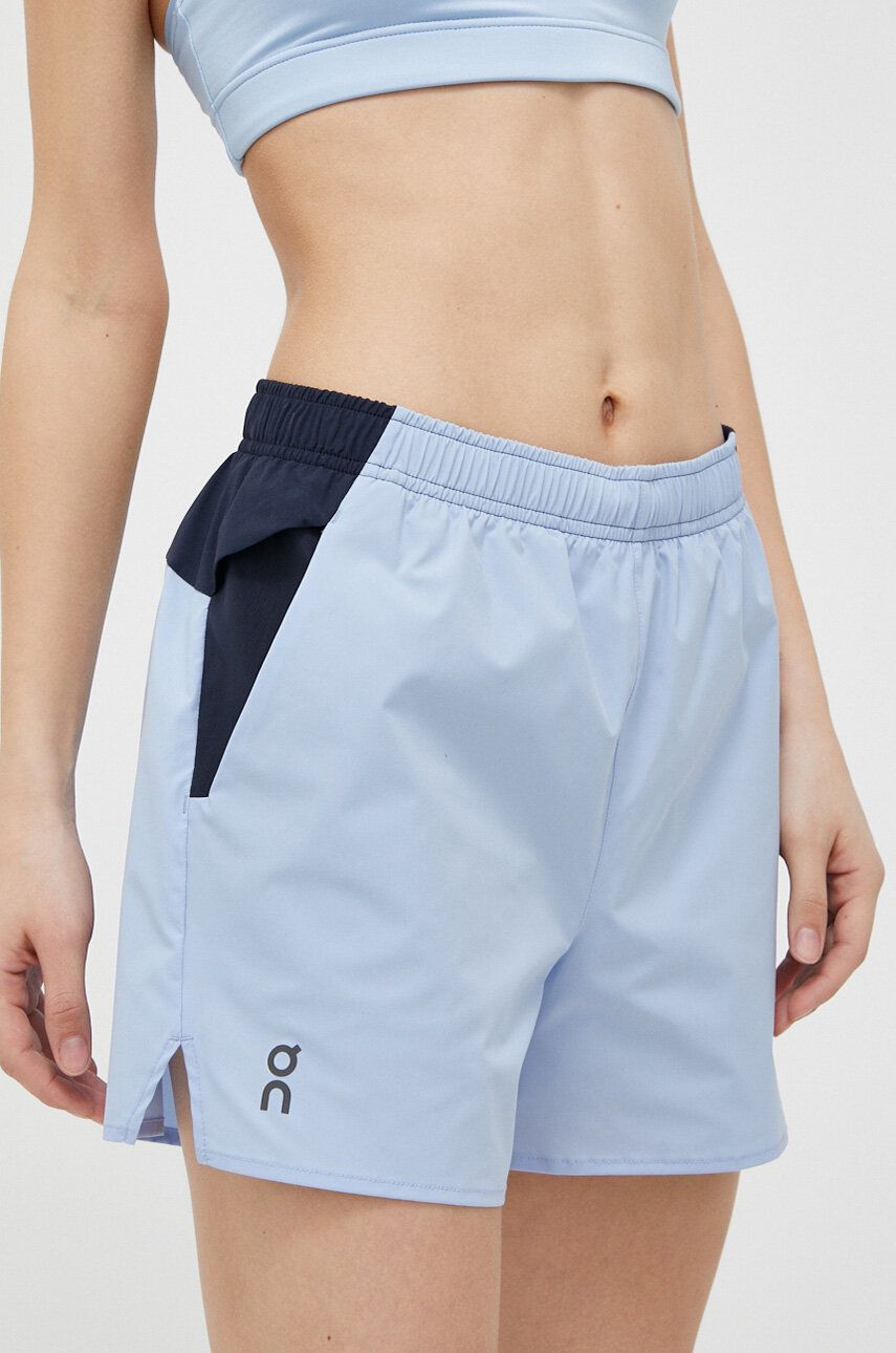 On-running szorty do biegania Essential kolor niebieski gładkie high waist