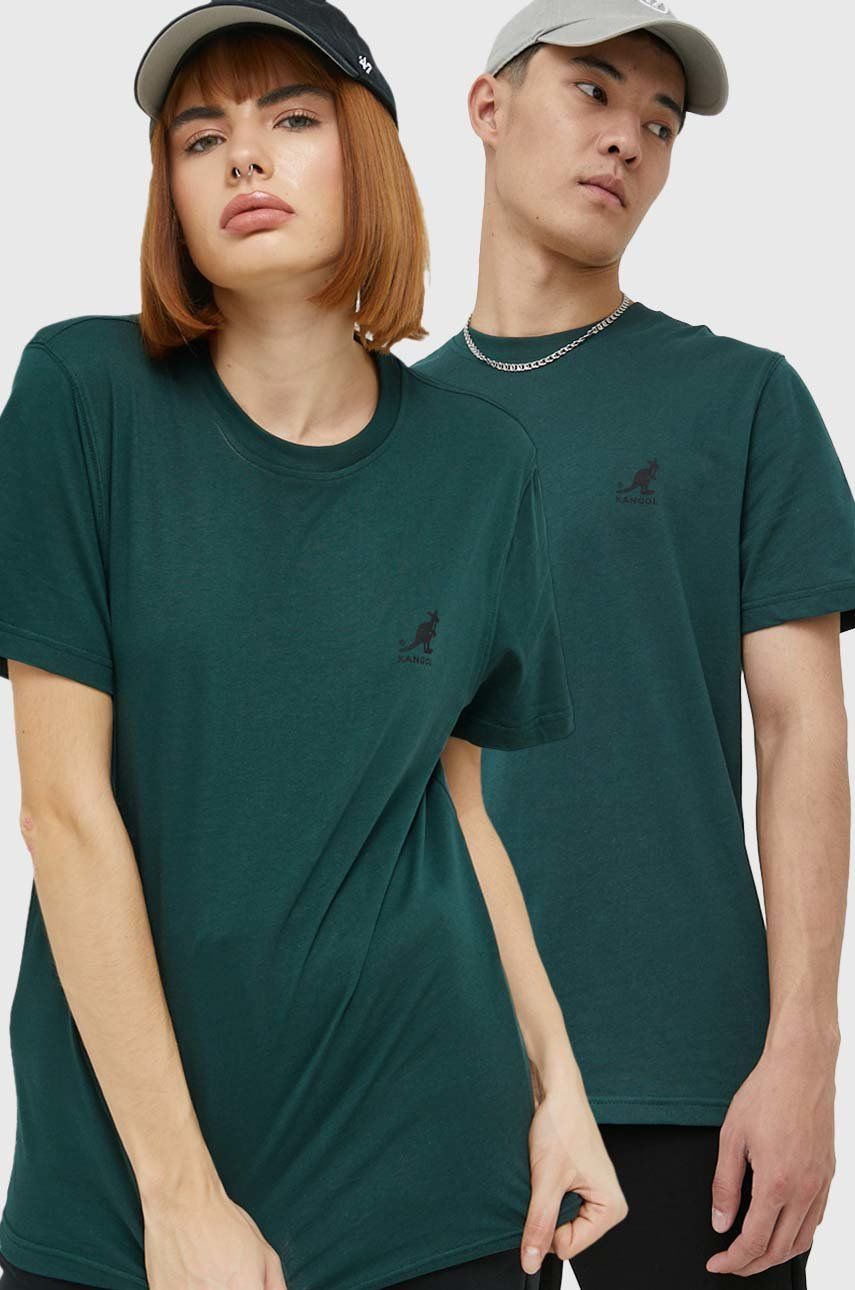 Kangol t-shirt bawełniany kolor zielony z nadrukiem