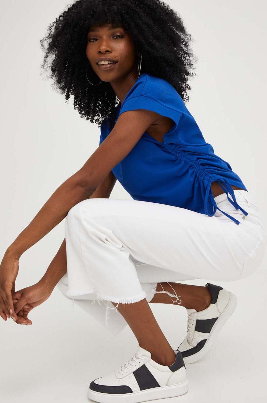 Answear Lab t-shirt bawełniany kolor granatowy