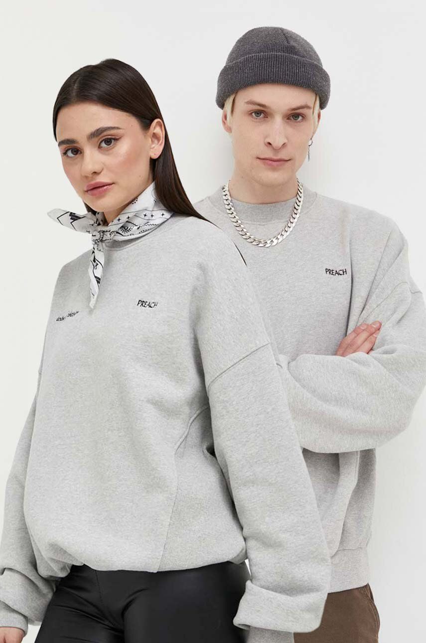 Preach bluza bawełniana kolor szary gładka