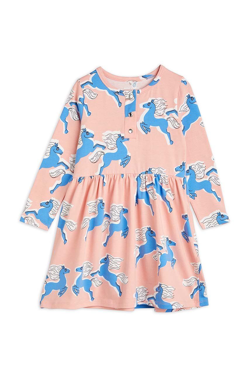 Mini Rodini sukienka dziecięca kolor różowy mini rozkloszowana