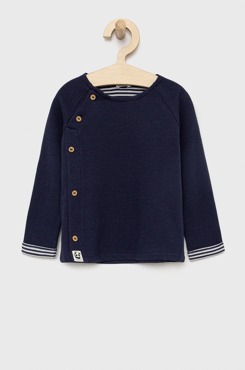 United Colors of Benetton bluza niemowlęca kolor granatowy gładka