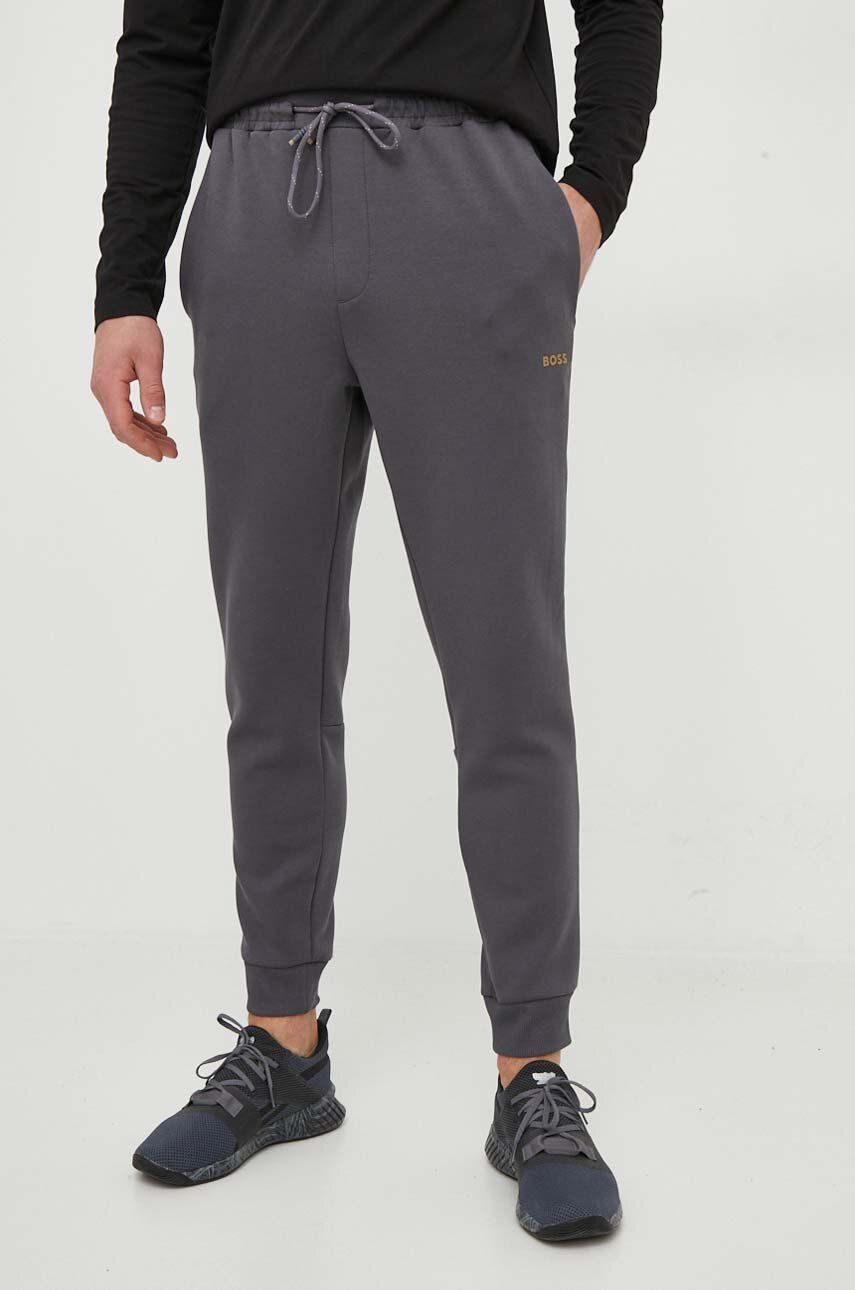 Boss Green spodnie dresowe kolor szary wzorzyste