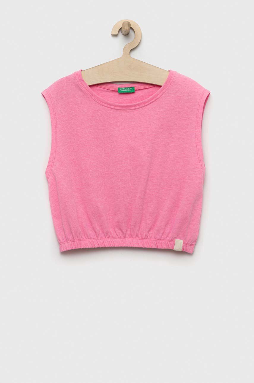 United Colors of Benetton top dziecięcy kolor różowy