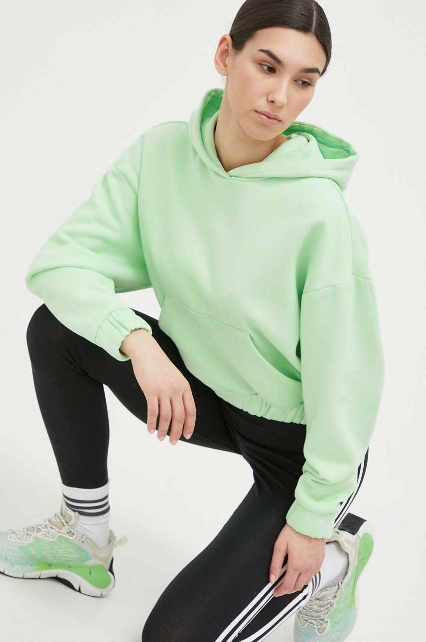 4F bluza damska kolor zielony z kapturem gładka