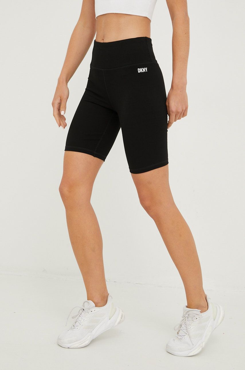 Dkny szorty damskie kolor czarny gładkie high waist