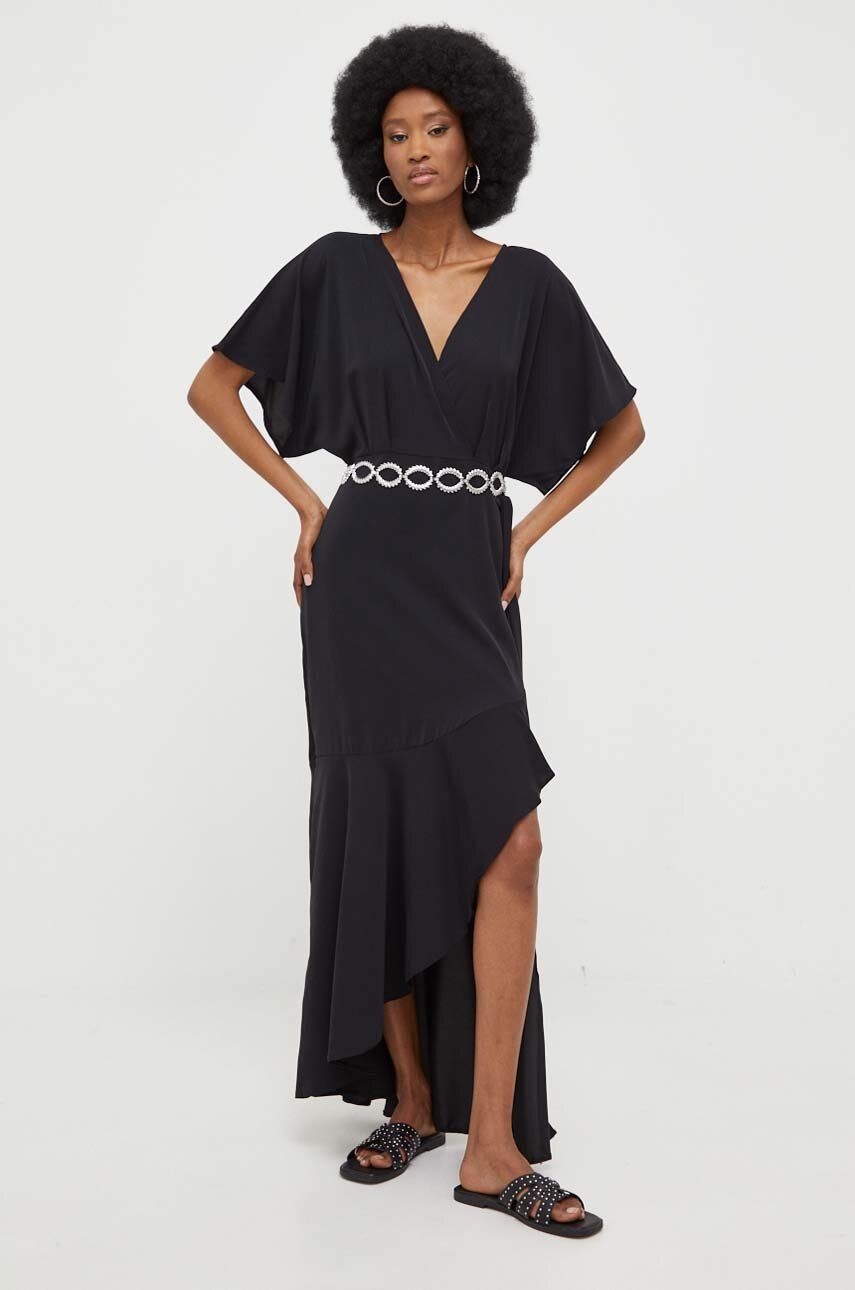 Answear Lab sukienka kolor czarny maxi rozkloszowana