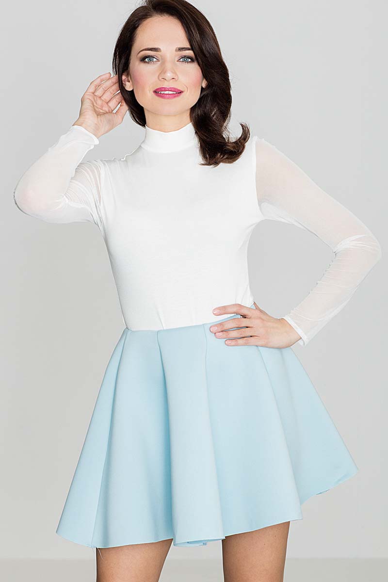 Niebieska Efektowna Kloszowana Spódnica Mini