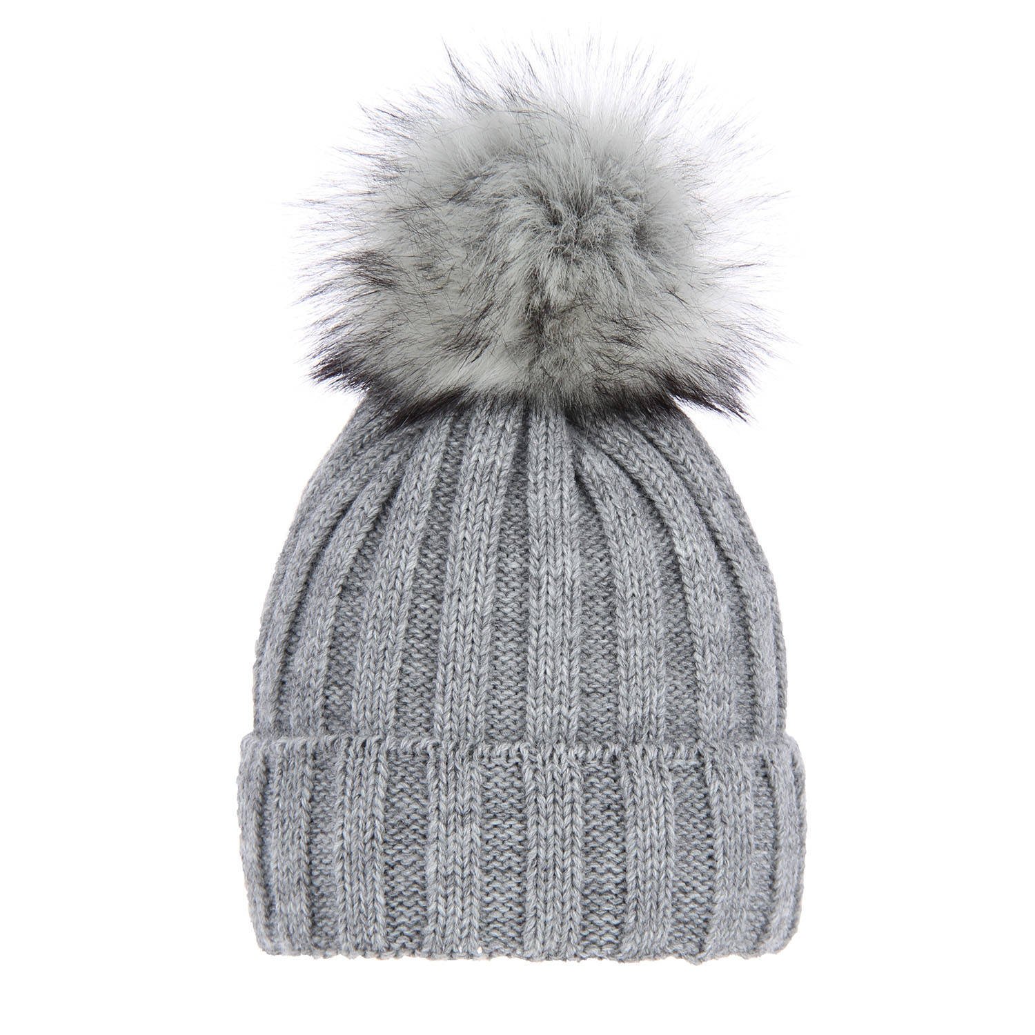 Czapka Zimowa z Pomponem Damska - Szara