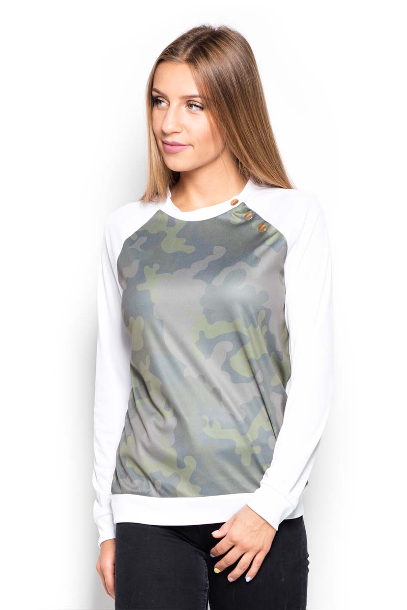 Bluza z Wzorzystym Przodem w Moro