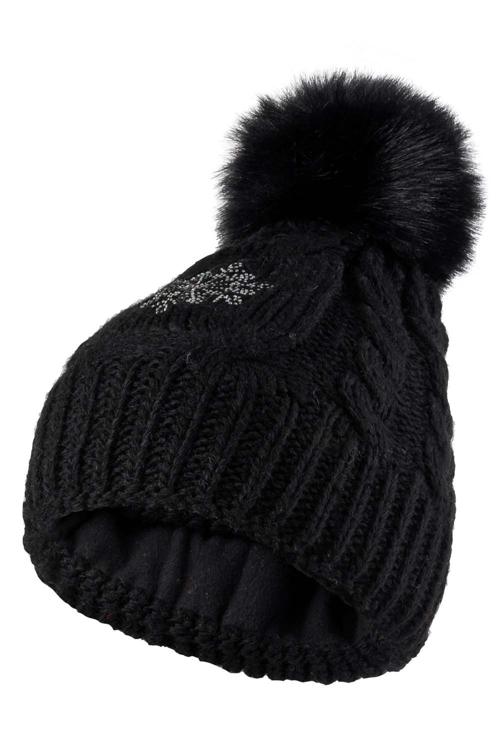 Czapka z Futrzanym Pomponem - Czarna
