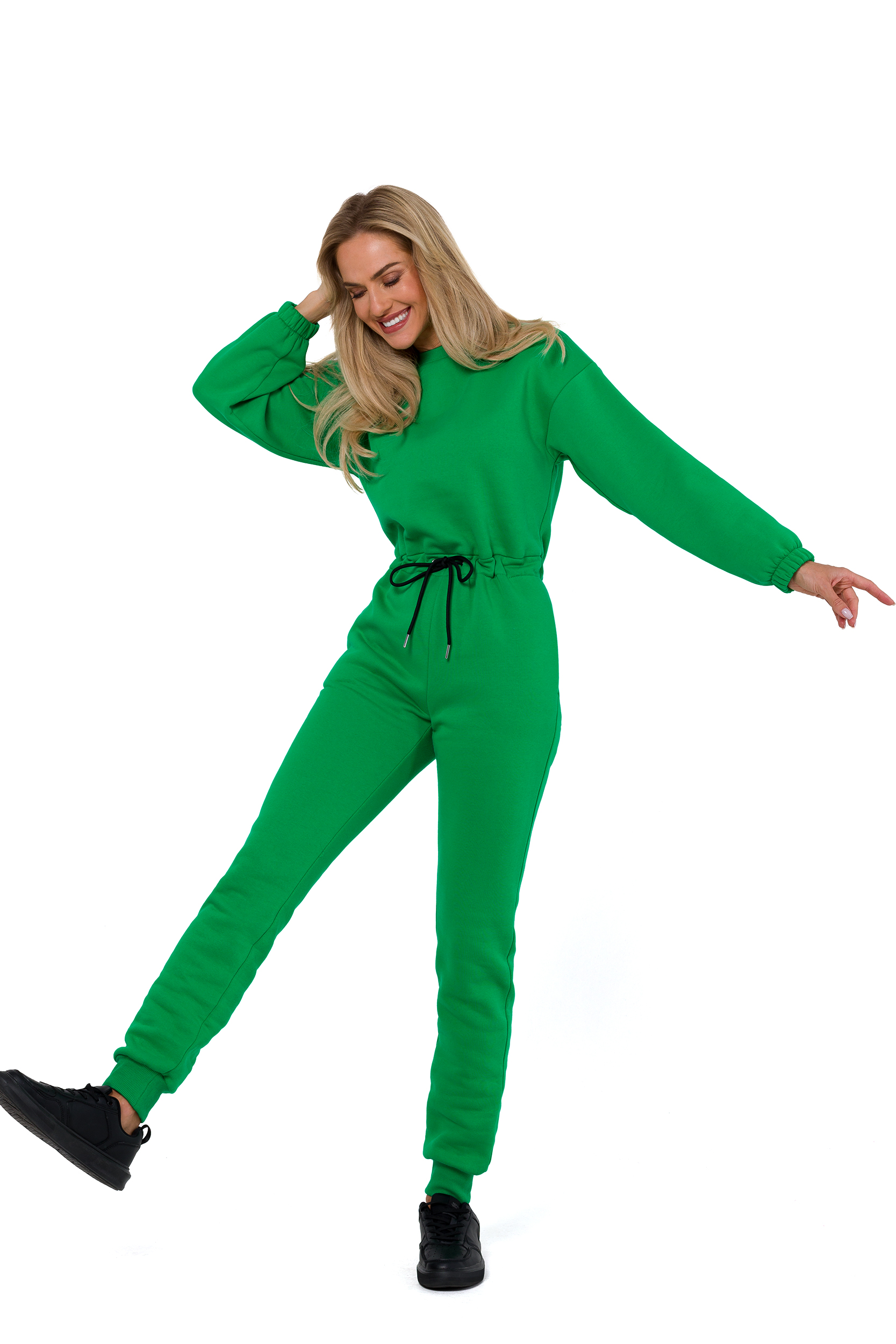 Wygodny Kombinezon z Dzianiny Dresowej - Zielony